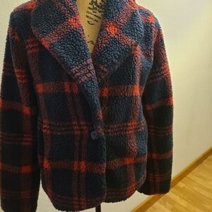 Sanctuary Red and Blue Plaid Teddy Jacket